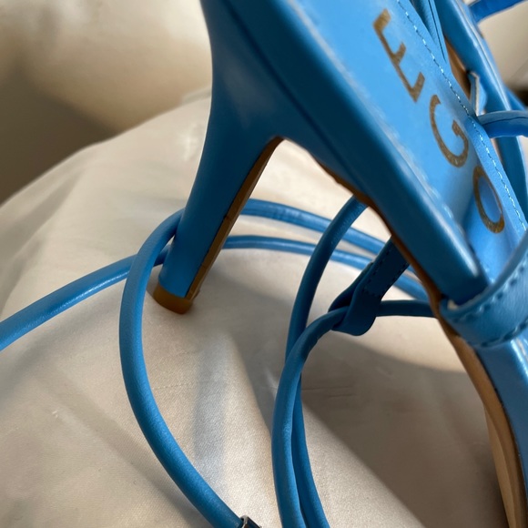 Blue Strappy Wrap Sandal Heels - Picture 4 of 4